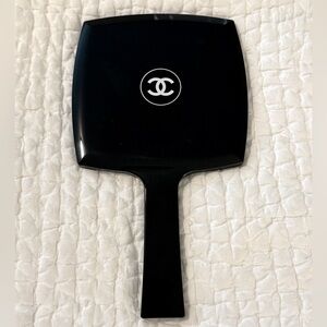 CHANEL CC LOGO BLACK HAND MIRROR W/BLK CASE